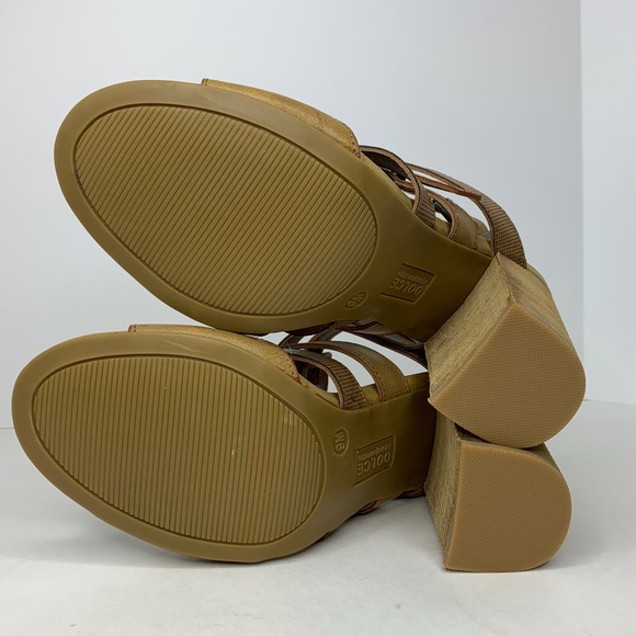 Dolce by Mojo Moxy Tan Chunky Sandals Stacked Heel Ankle Strap Women's S… - Picture 6 of 15